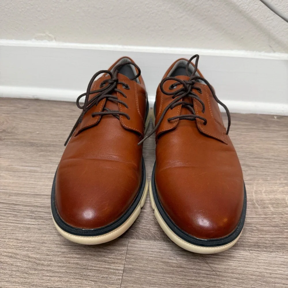 Johnston Murphy XC4 Tanner Plain Toe Derby Shoes Mens 10 Brown Leather